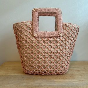 Pink wicker bag